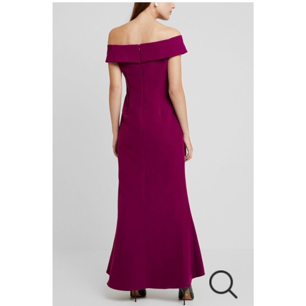 Adrianna Papell Size 6 Off Shoulder Trumpet Formal Gown Fuchsia Purple Pink NWT - Picture 3 of 16